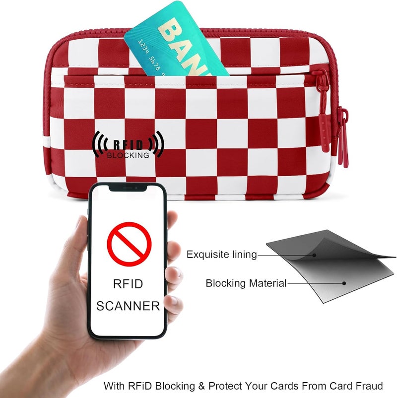 NEWROGENG Checkered WristleWallets for Women, RFID Wallet Crossbody with 4 Zippers, Credit Card Holder Cell Phone Organizer - Image 4